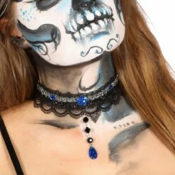 Choker Zwart, Zilver & Blauw