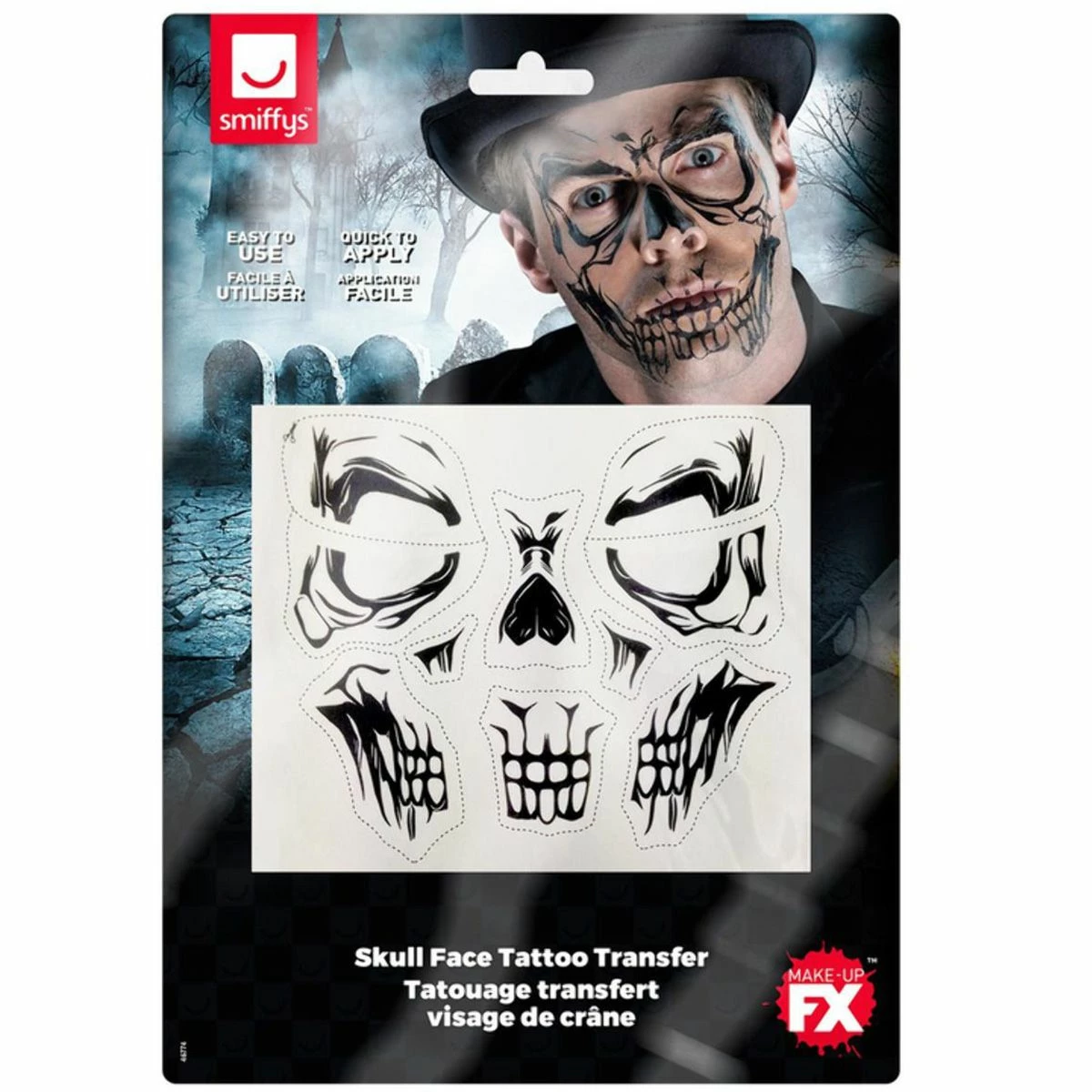 Face Tattoo Skull 7 Face Tattoo Skull - Afbeelding 7