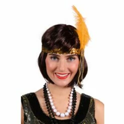 Hoofdband Pailletten Veer Goud