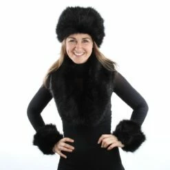 Luxe Bontmuts Zwart -FeestFabriek Verkoop bont accessoires zwart 1