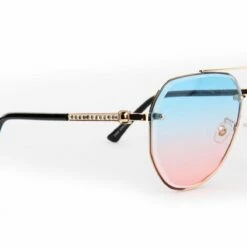 Luxe Zonnebril Blauw/Roze -FeestFabriek Verkoop bril luxe roze blauw 3 gr