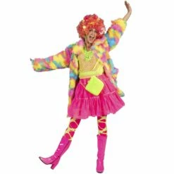 Fluffy Regenboog Bontjas -FeestFabriek Verkoop esp 508585 3