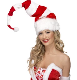 Gestreepte Kerstmuts Rood/Wit