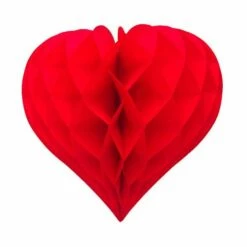 Honeycomb Hart Decoratie Rood 30cm -FeestFabriek Verkoop honeycomb decoratie hart rood valentijn versiering