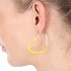 Neon Oorbellen Hart Geel -FeestFabriek Verkoop oorbel neon hart geel 4 gr