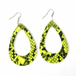 Neon Oorbellen Print Geel