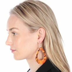 Neon Oorbellen Print Oranje -FeestFabriek Verkoop oorbel neon kroko oranje 3 gr