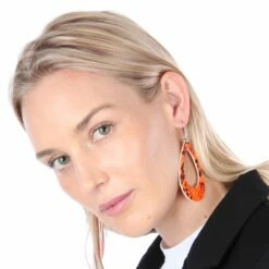 Neon Oorbellen Print Oranje -FeestFabriek Verkoop oorbel neon kroko oranje 4 gr