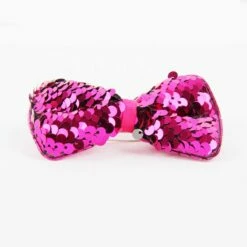 Reversible Paillettenstrikje Roze-zilver -FeestFabriek Verkoop pailletten strik pink zilver02