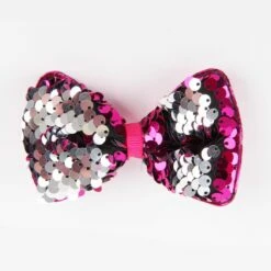 Reversible Paillettenstrikje Roze-zilver