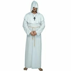 Monnik Kostuum Wit (driedelig)