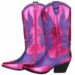 Luxe Cowboy Laarzen Roze/Paars Glitter -FeestFabriek Verkoop pwhlaars paars 3gr