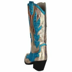 Luxe Cowboy Laarzen Goud/Turquoise Glitter -FeestFabriek Verkoop pwhlaars turq 4gr