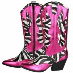 Luxe Cowboy Laarzen Roze/Zebra -FeestFabriek Verkoop pwhlaars zebra 3gr