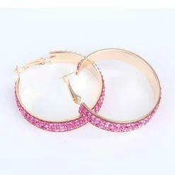 Gouden Oorbellen Roze Diamantjes -FeestFabriek Verkoop roze oorbellen03