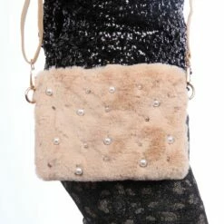 Bonttasje Met Parels Beige