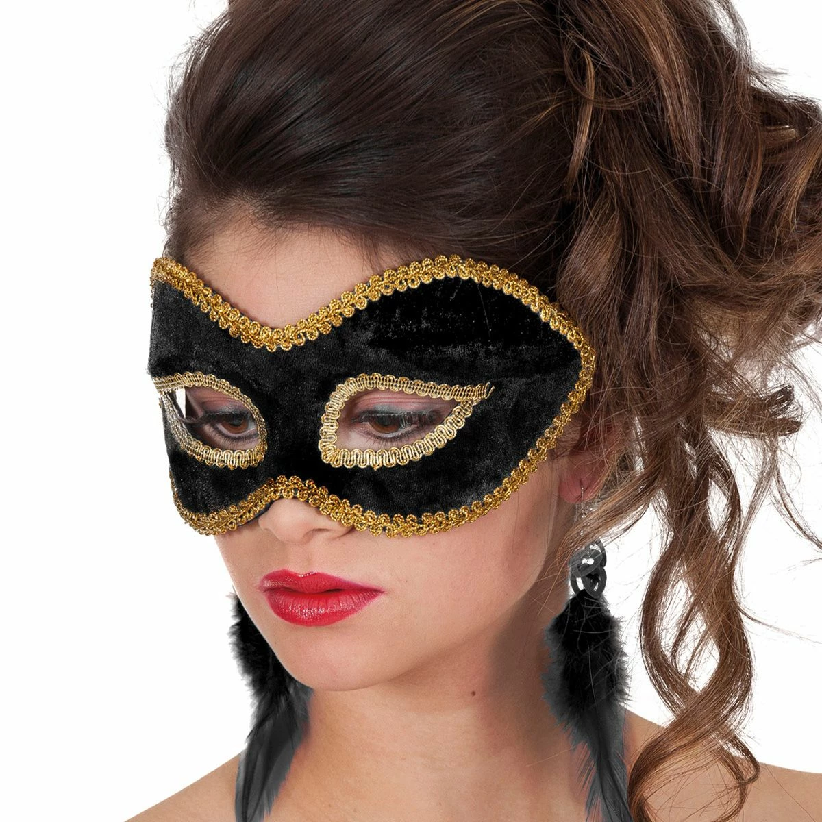 Oogmasker Fluweel Zwart 2 Oogmasker Fluweel Zwart - Afbeelding 2